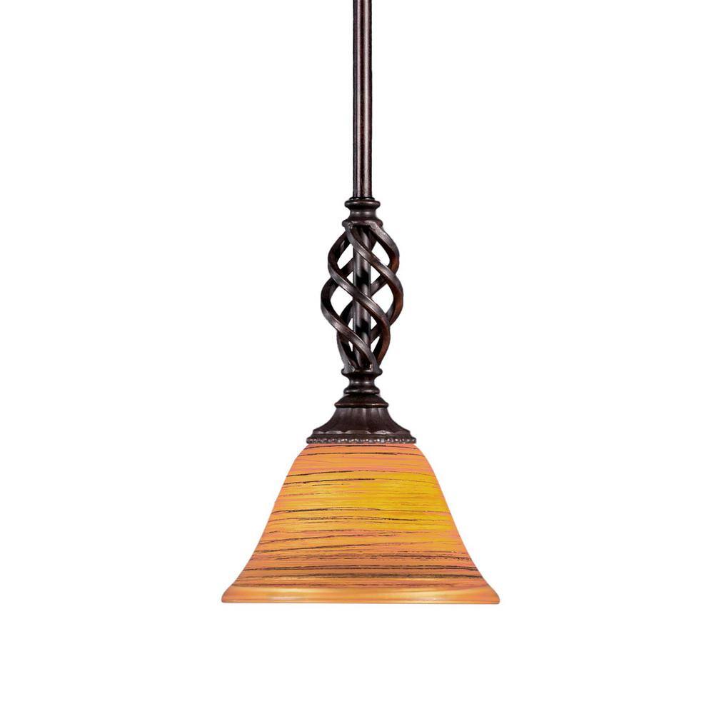 Lighting Theory Bridgewater 100 W 1-Light Dark Granite Standard Mini Pendant Light with Glass Shade