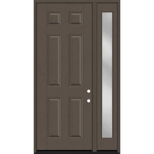 Steves & Sons Regency 53 in. x 96 in. 6 Panel LHIS Ashwood Stain Mahogany Fiberglass Prehung Front Door w/Clear 14 in. SL 4-9/16