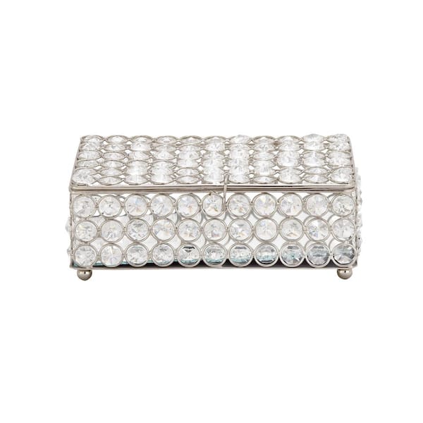 Litton Lane Silver Metal Jewelry Box with Crystal Accents