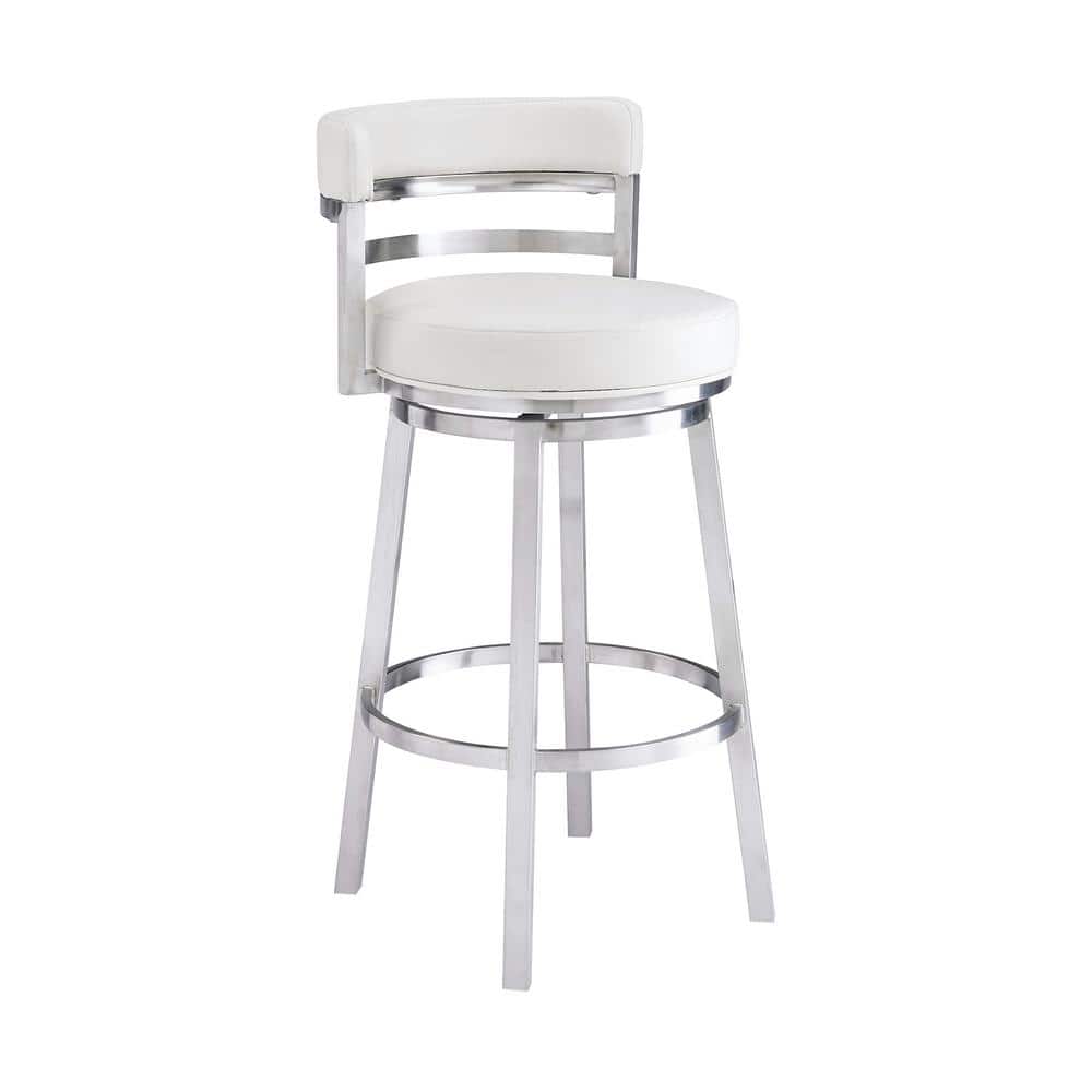 Armen Living Rayner Contemporary, White Leather Bar Stools Contemporary