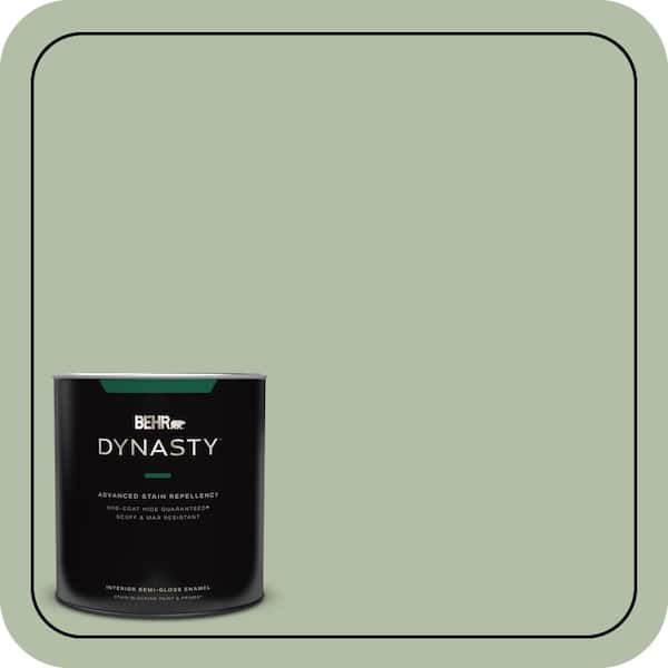 BEHR DYNASTY 1 qt. #S390-3 Creamy Spinach One-Coat Hide Semi-Gloss Enamel Interior Stain-Blocking Paint and Primer