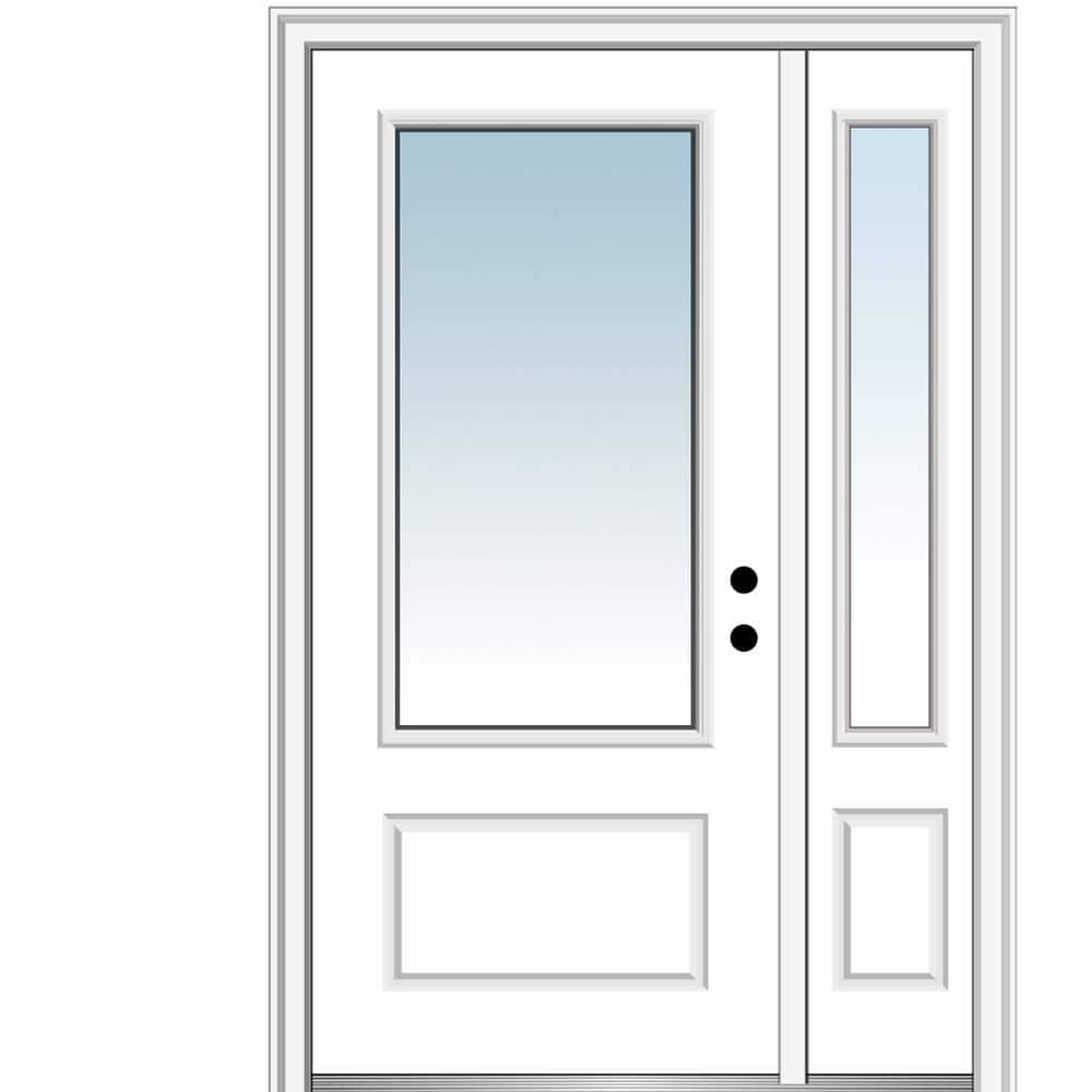 51 in. x 81.75 in. Left-Hand Inswing Clear Glass 3/4 Lite 1 Panel Primed Fiberglass Prehung Front Door with One Sidelite price history on PriceWatchPro