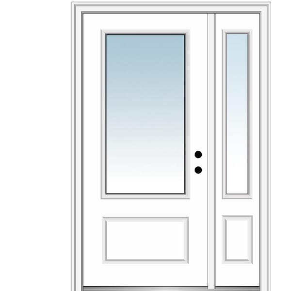 MMI Door 51 in. x 81.75 in. Clear Glass Left Hand 3/4 Lite 1-Panel Primed Fiberglass Smooth Prehung Front Door with One Sidelite