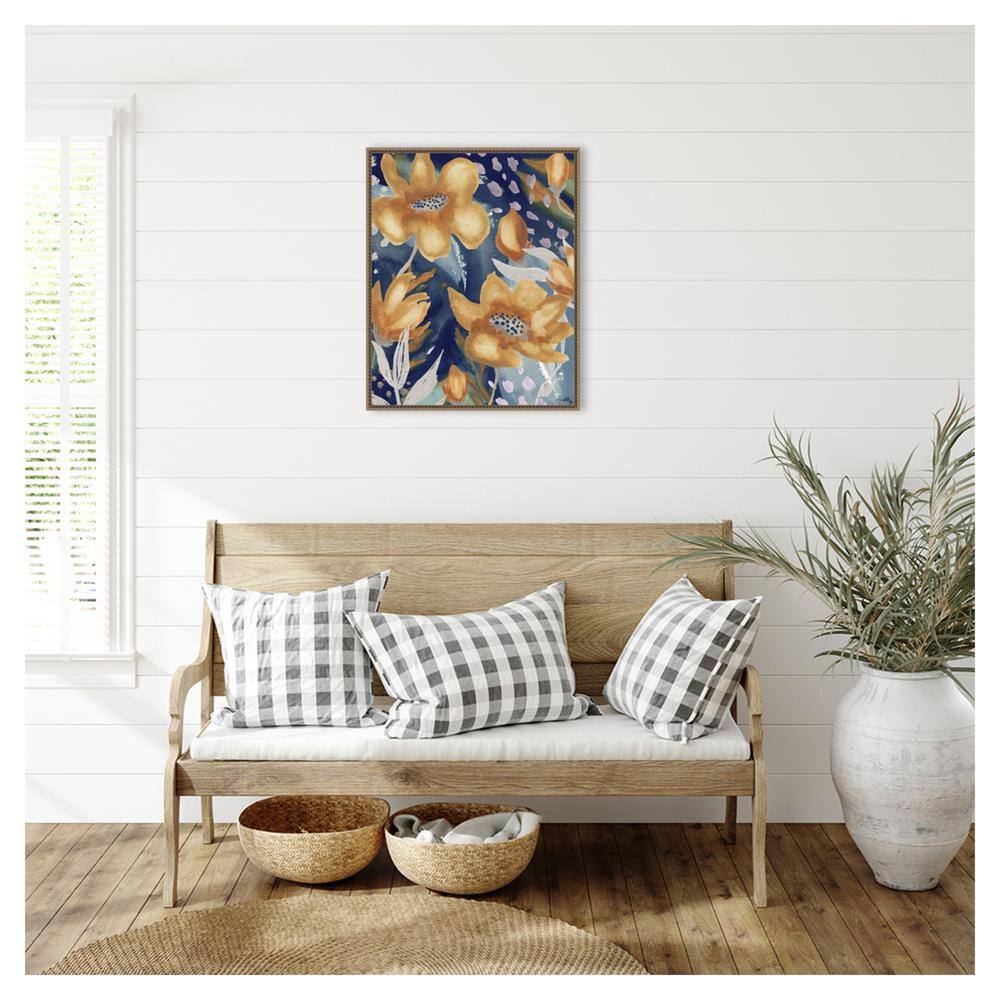 Golden Floral and Silver Petal Abstract Canvas Art