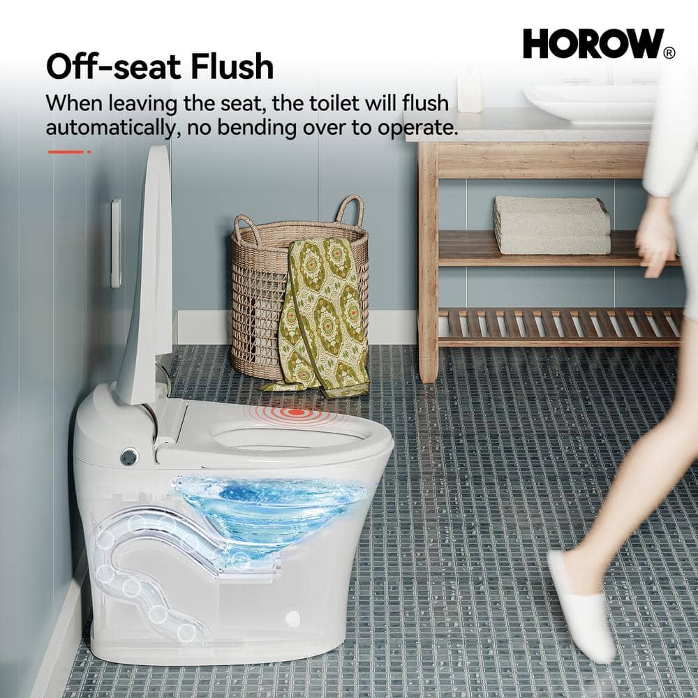 Elongated White Electric Dual Flush Smart Bidet Toilet