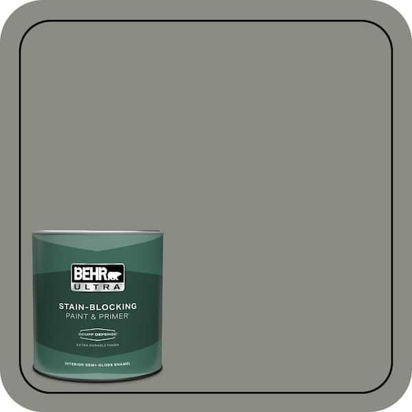 BEHR ULTRA 1 qt. #N380-5 Naturalist Gray Extra Durable Semi-Gloss Enamel Interior Paint & Primer