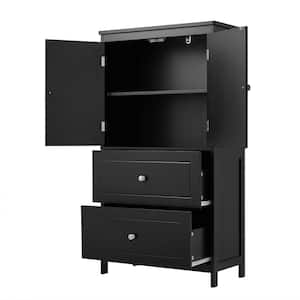 23.6 in. W x 11.8 in. D x 43.3 in. H Bathroom Black Linen Cabinet