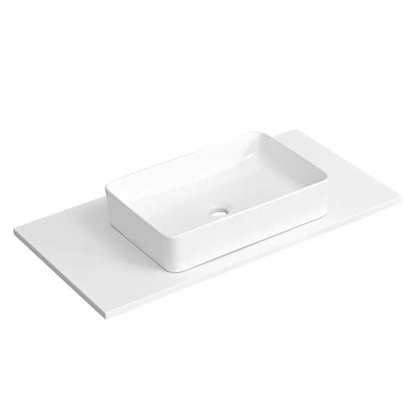 YASINU 36 in. W x 19.48 in. D Quartz Vanity Top with Rectangular