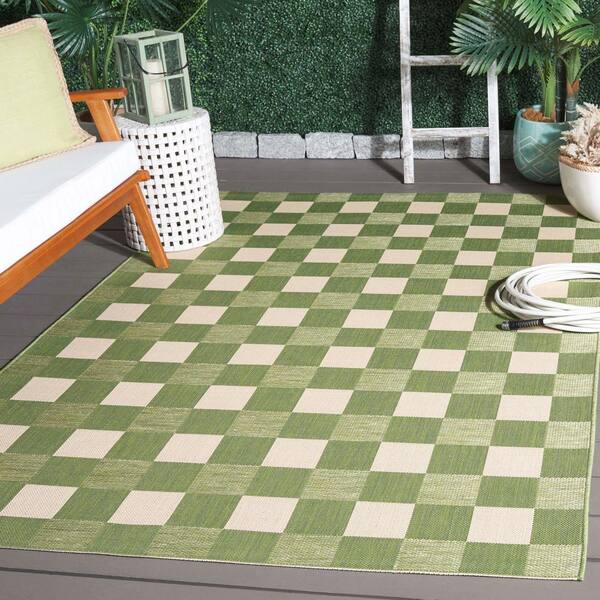 Courtyard Green/Sage 5 ft. x 8 ft. Checkered Indoor/Outdoor Area Rug