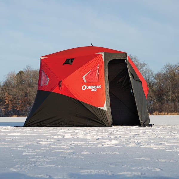Eskimo Outbreak 450, Pop-Up Portable Shelter, Red/Black, 4-Person