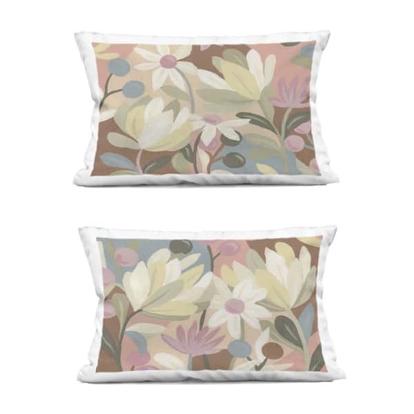 Stupell Industries Charming Muted Foliage Multi-Color Floral Polyester 14 in. X 20in. Throw Pillow, Set of 2