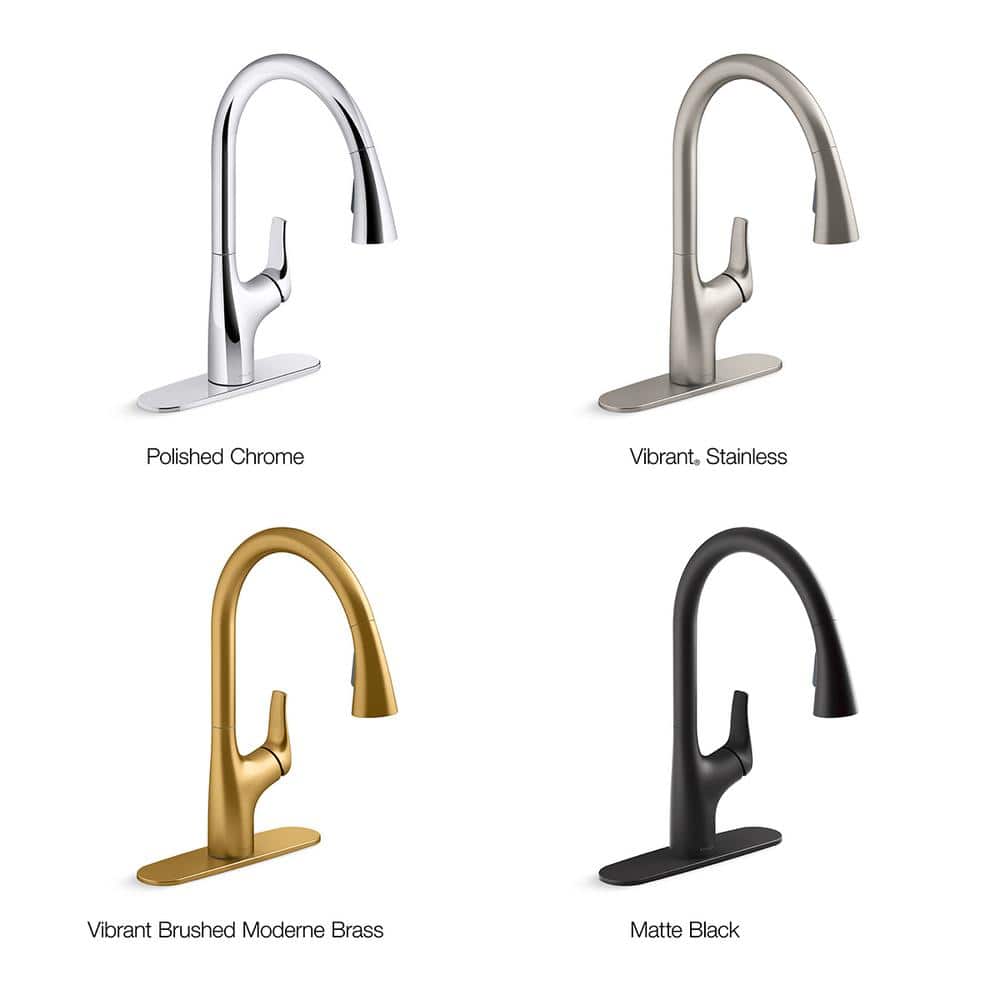Vibrant Brushed Brass Single-Handle Pull Down Kitchen Faucet