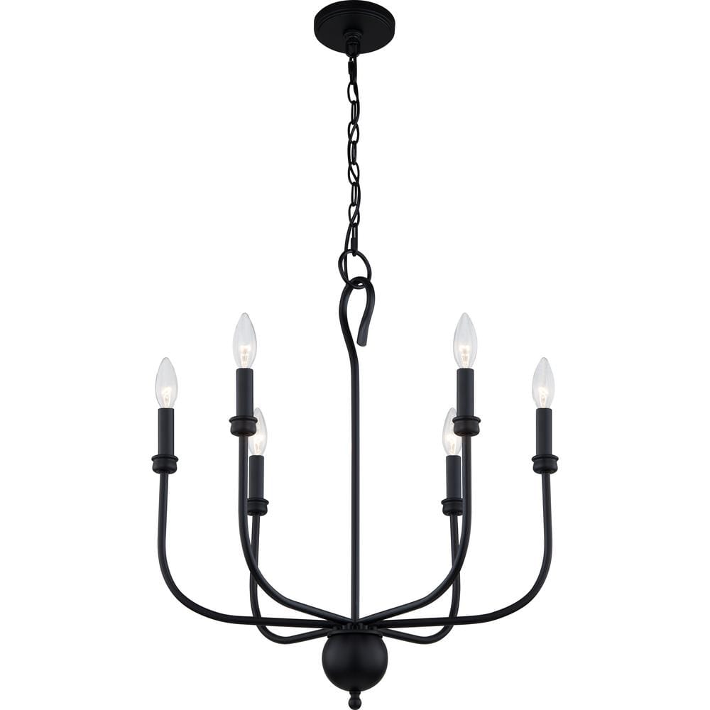 Matte Black 22" Steel Candle-Style Chandelier
