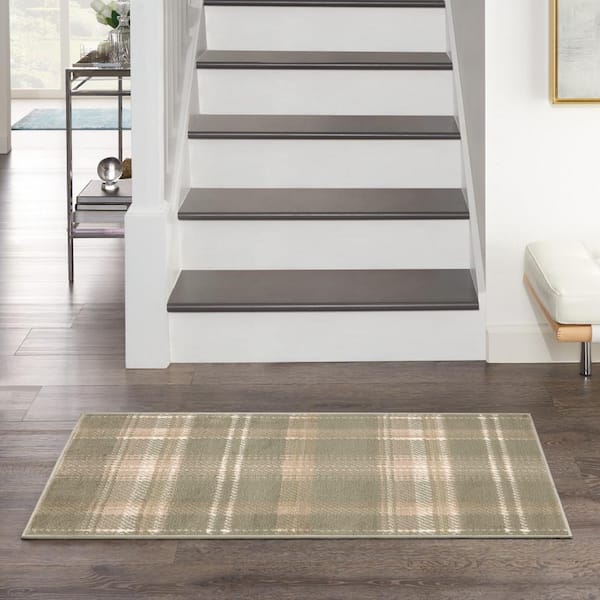 Grafix Olive doormat 2 ft. x 4 ft. Plaid Contemporary Area Rug