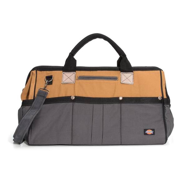Dickies 20 in. Soft Sided Construction Work Tool Bag, Grey/Tan