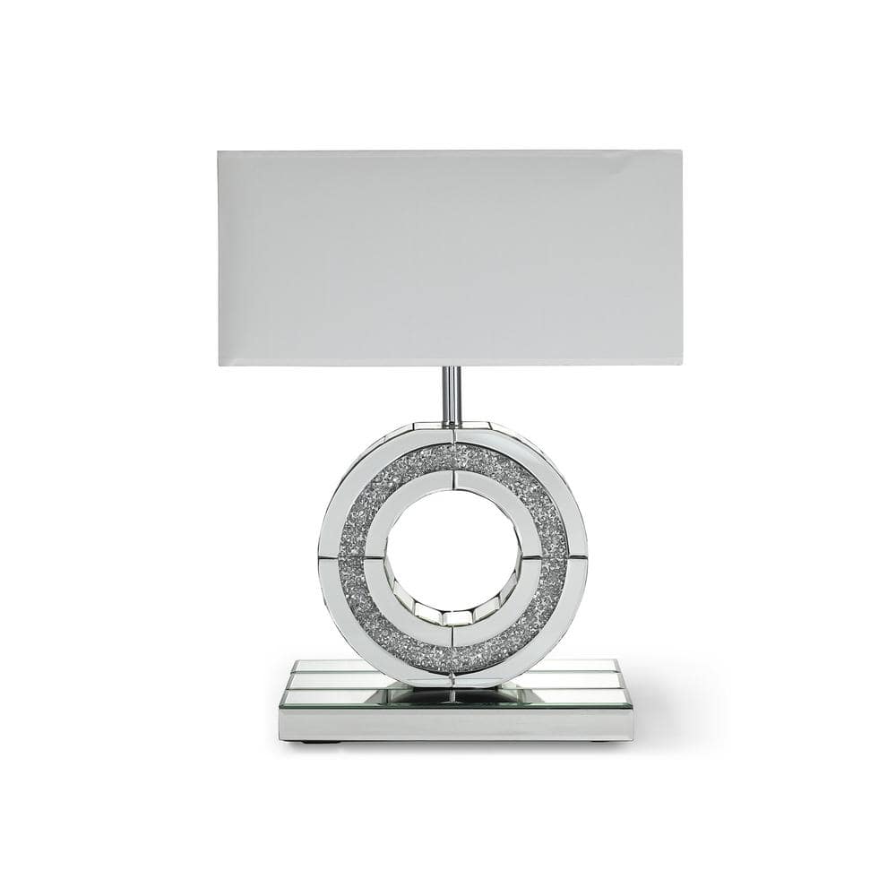 Decor 20.9 in. Silver Table Lamp with White Lampshade