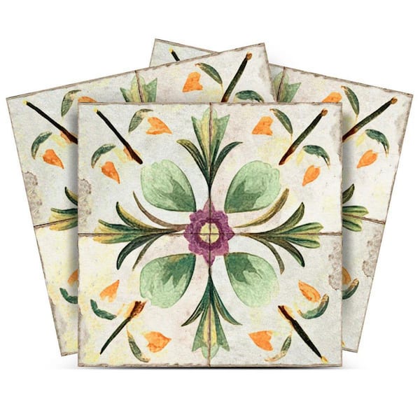 Green and Orange R343 8 in. x 8 in. Vinyl Peel and Stick Tile (24 Tiles, 10.67 sq. ft. / Pack)