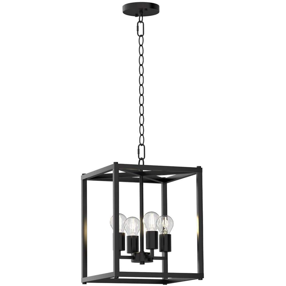 HKMGT 4Light Black Metal Caged Light Lantern Fixture Geometric