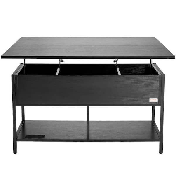 Lift Top Coffee Table, 39.4in. Rectangle Coffee Table with Extra Storage Pockets, Flipable Coffee Table with Power Strip