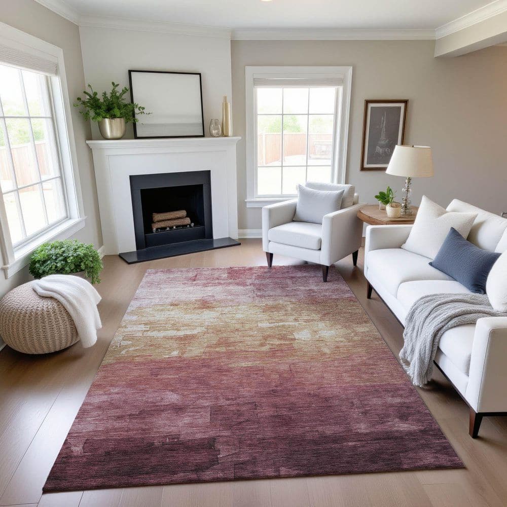 Mayfield Premium Machine Washable Abstract AMF1465 Mauve 9 ft. x 12 ft. Area Rug price history on PriceWatchPro