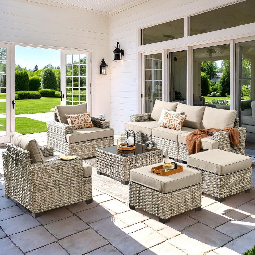 XIZZI Vinea 8 Pieces Wicker Patio Conversation Seating Sofa Set