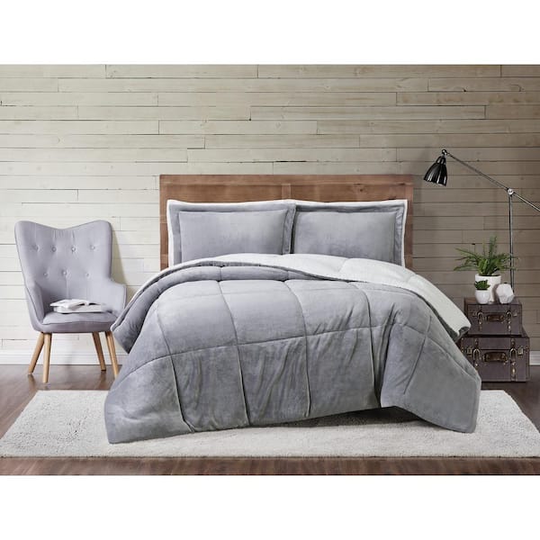Truly Soft Cuddle Warmth Grey Twin XL Comforter Set