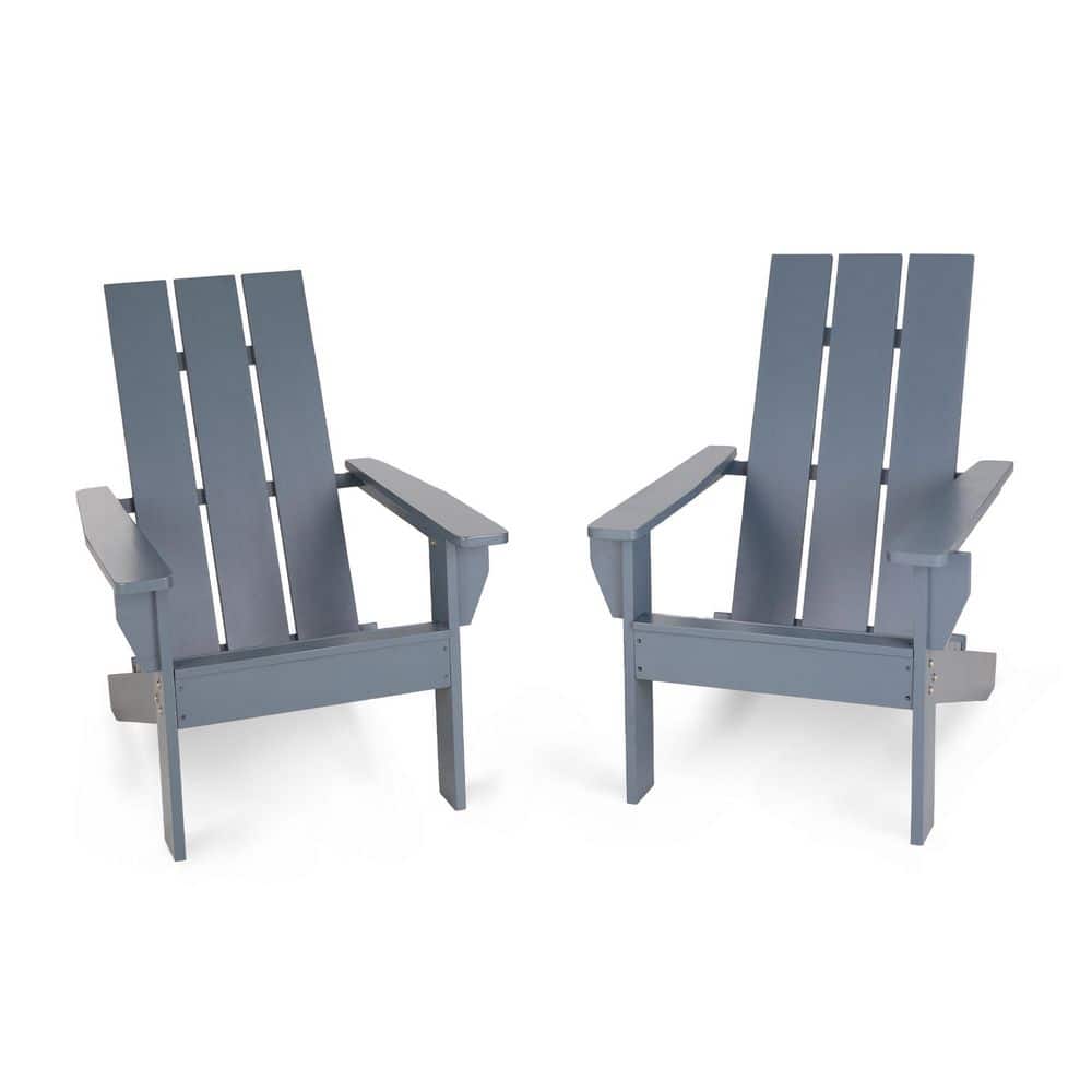 PHI VILLA Classic Wood Adirondack Chair Oversized Tall Back Gray Patio