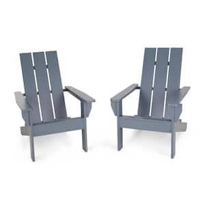 Classic Wood Adirondack Chair Oversized Tall Back Gray Patio Chairs (2-Pack)