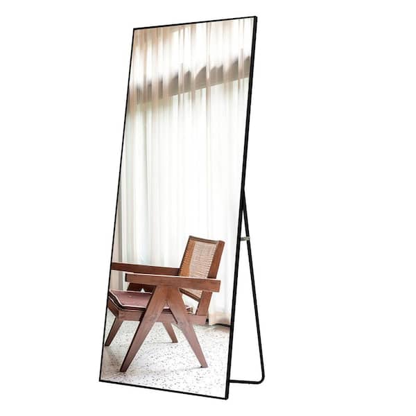 Dovelina 47 in. x 16 in. Modern Rectangle Aluminum Alloy Black Framed Full-Length Mirror Floor Standing Mirror