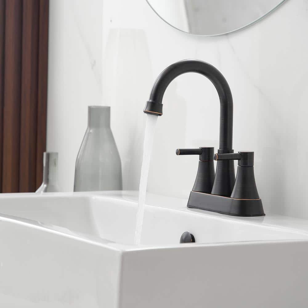 Oil Rubbed Bronze 4-Inch Centerset 2-Handle High-Arc Bathroom Faucet