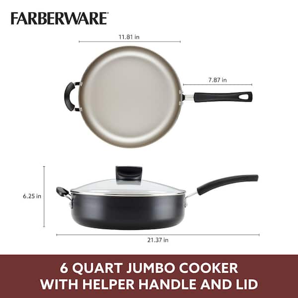 Farberware Smart Control 6qt Aluminum Covered Jumbo Cooker with Helper  Handle Black