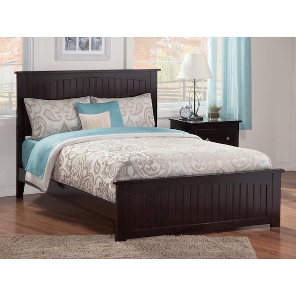 AFI Nantucket Espresso Queen Solid Wood Frame Low Profile Platform Bed with Matching Footboard and USB Device Charger
