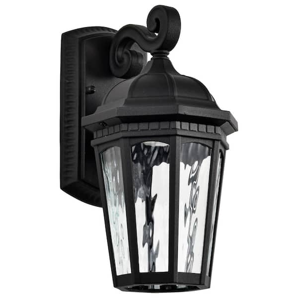 East River 12 in. Matte Black Outdoor Hardwired Wall Lantern Sconce with Integrated LED, Smart Tunable White