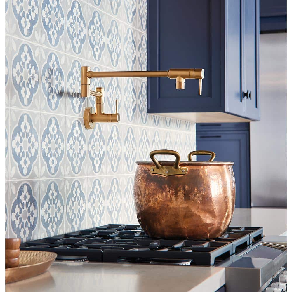 Brushed Gold Wall Mounted Dual Handle Pot Filler Faucet