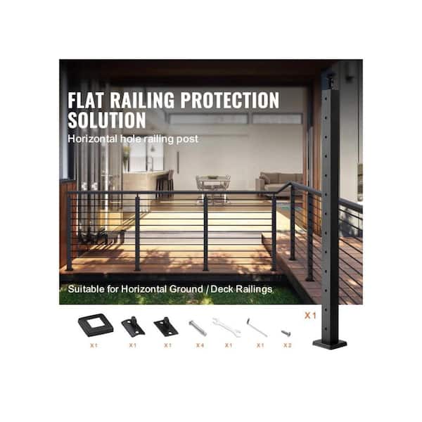 Tuspuzz Cable Railing Post Level Deck Stair Post 42 in. Cable Handrail Post Stainless Steel with stair railing Kit Black