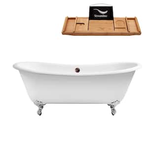 71 in. Cast Iron Clawfoot Non-Whirlpool Bathtub in Glossy White, Matte Oil Rubbed Bronze Drain, Polished Chrome Clawfeet