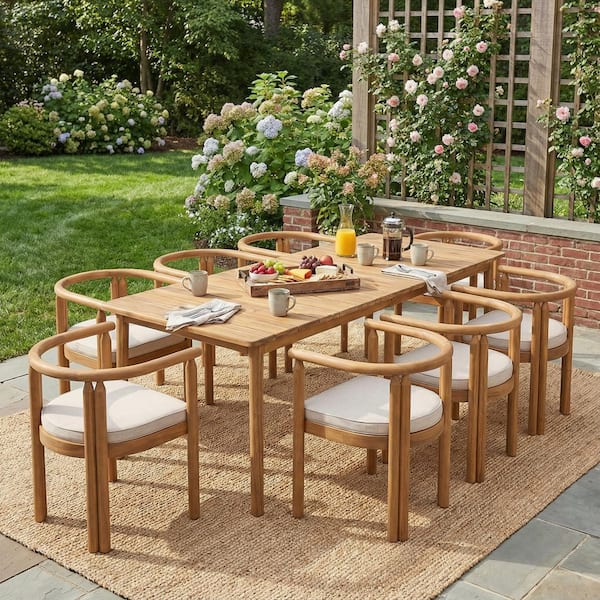 CHRISTOPHER KNIGHT HOME Hadric 9-Piece Acacia Wood Patio Outdoor