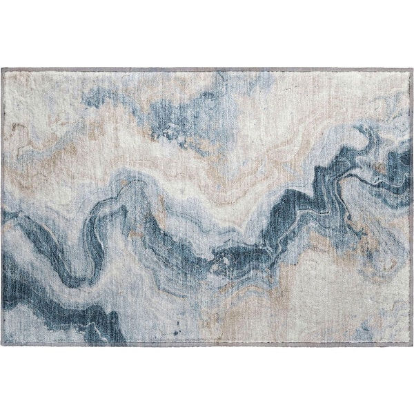 Mayfield Premium Machine Washable Abstract AMF1862 Beige 2 ft. x 3 ft. Area Rug