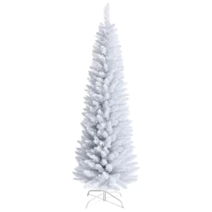 6 ft. Unlit Pencil White Artificial Christmas Tree Leafy Slim Xmas Tree