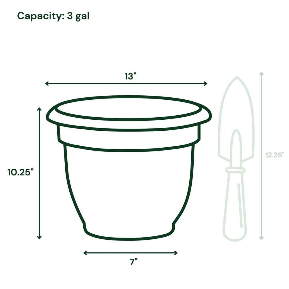 Bloem 12" Charcoal Self-Watering Round Planter for Indoor & Outdoor