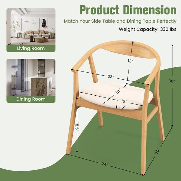 Set of 2 Leisure Bamboo Armchair Accent Chair with Curved Back and Bamboo Structure