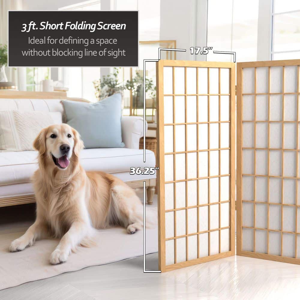 Natural 5-Panel Shoji Screen Room Divider