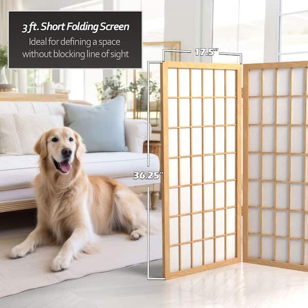 3 ft. Short Window Pane Shoji Screen - Natural - 5 Panels
