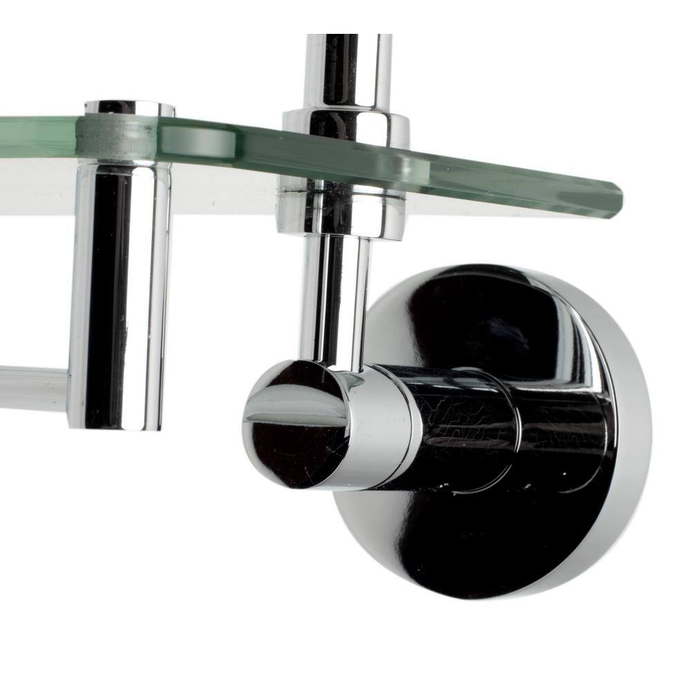 Polished Chrome Double Glass Wall Mounted Shower Shelf