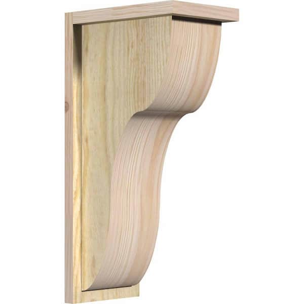 Ekena Millwork 8 in. x 12 in. x 24 in. Douglas Fir Carmel Rough Sawn Corbel with Backplate