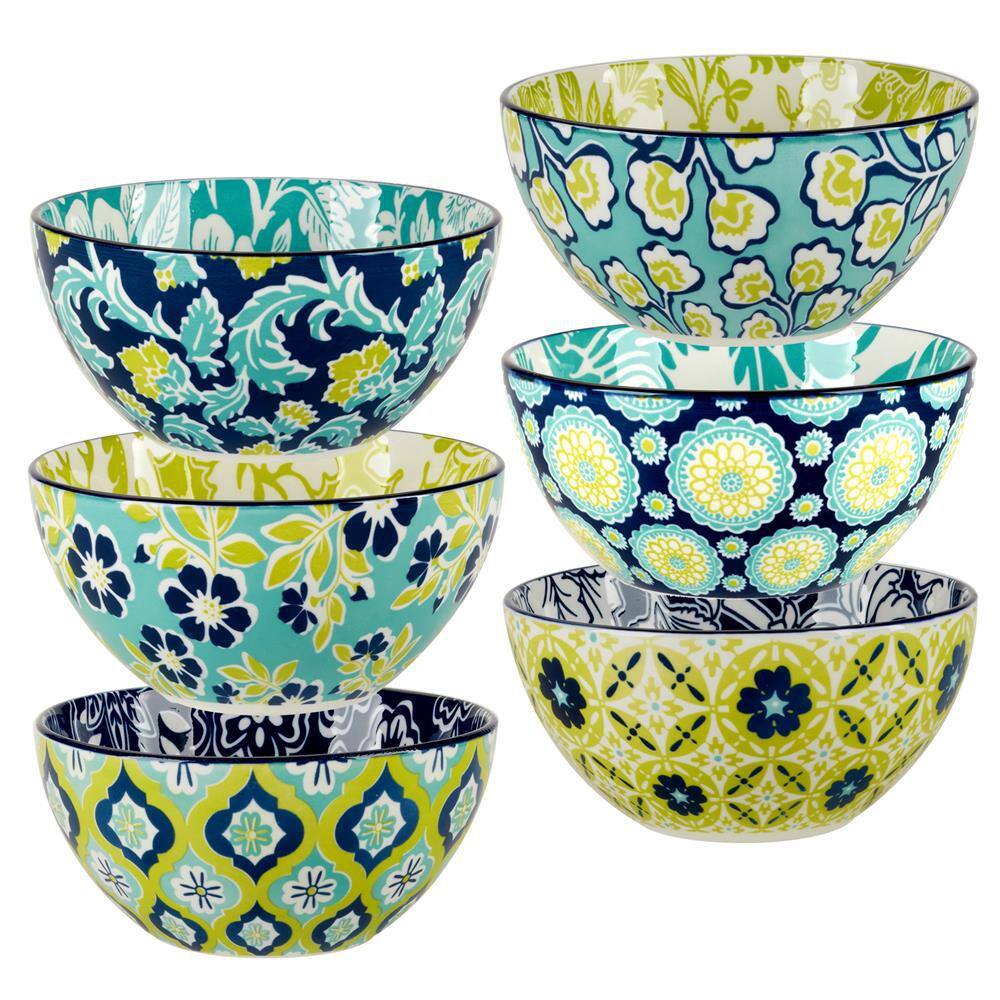 Multicolor Ceramic 30 oz Microwave Safe Dessert Bowls Set