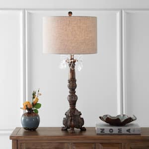 Carlisle 33.5 in. Antique Brown Resin/Acrylic LED Table Lamp