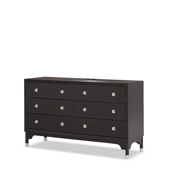 Furniture of America Forma Mid Century Black 6 Drawer 62 in. Wide Dresser