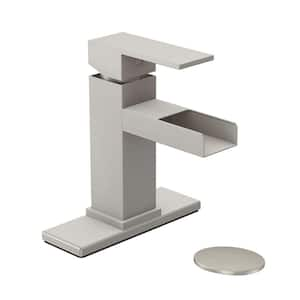 Single-Handle Single-Hole Bathroom Faucet in Brushed Nickel