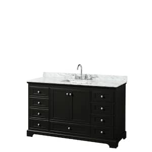 Deborah 60 in. Single Bathroom Vanity in Dark Espresso with Marble Vanity Top in White Carrara with White Basin